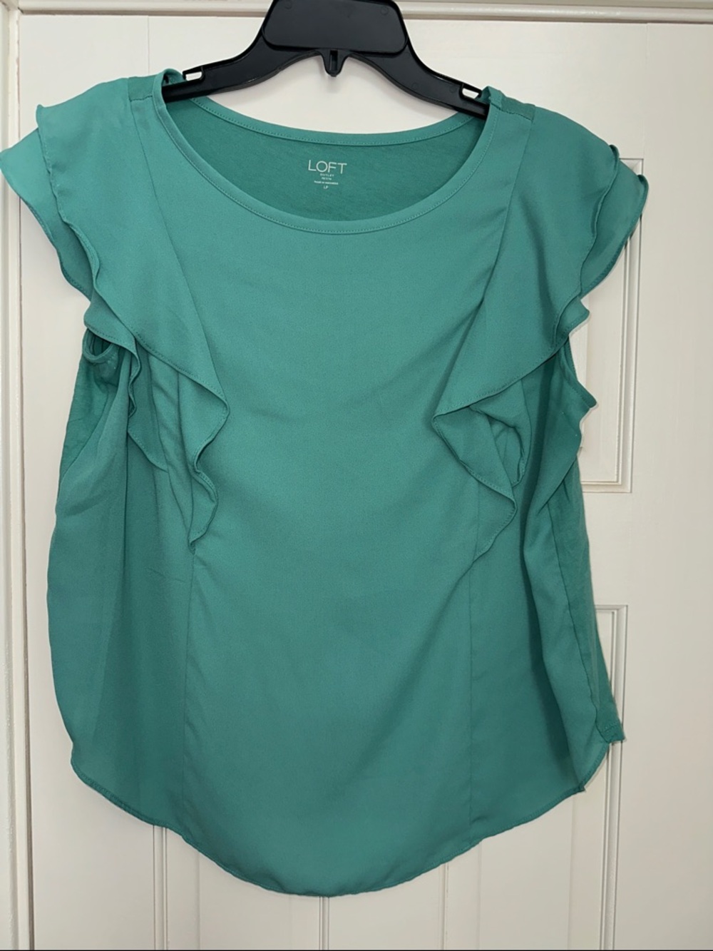 LOFT Teal Ruffle-Sleeve Blouse